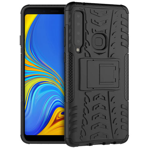 Dual Layer Rugged Tough Case & Stand for Samsung Galaxy A9 (2018) - Black